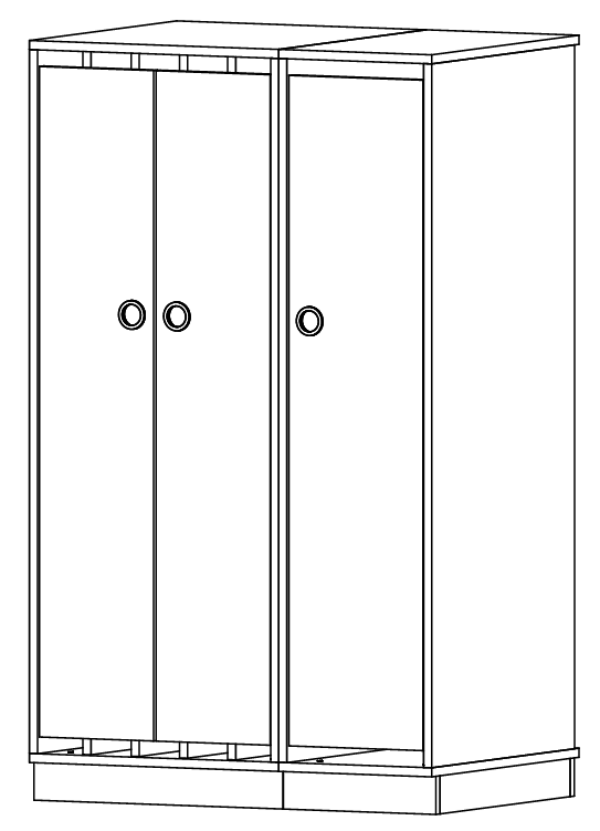 Bettzeugschrank Set | 6 Bettzeugfächer, 5 Liegepolsterfächer inkl. Trennwände, geschlossen | 95 x 159 x 67 cm