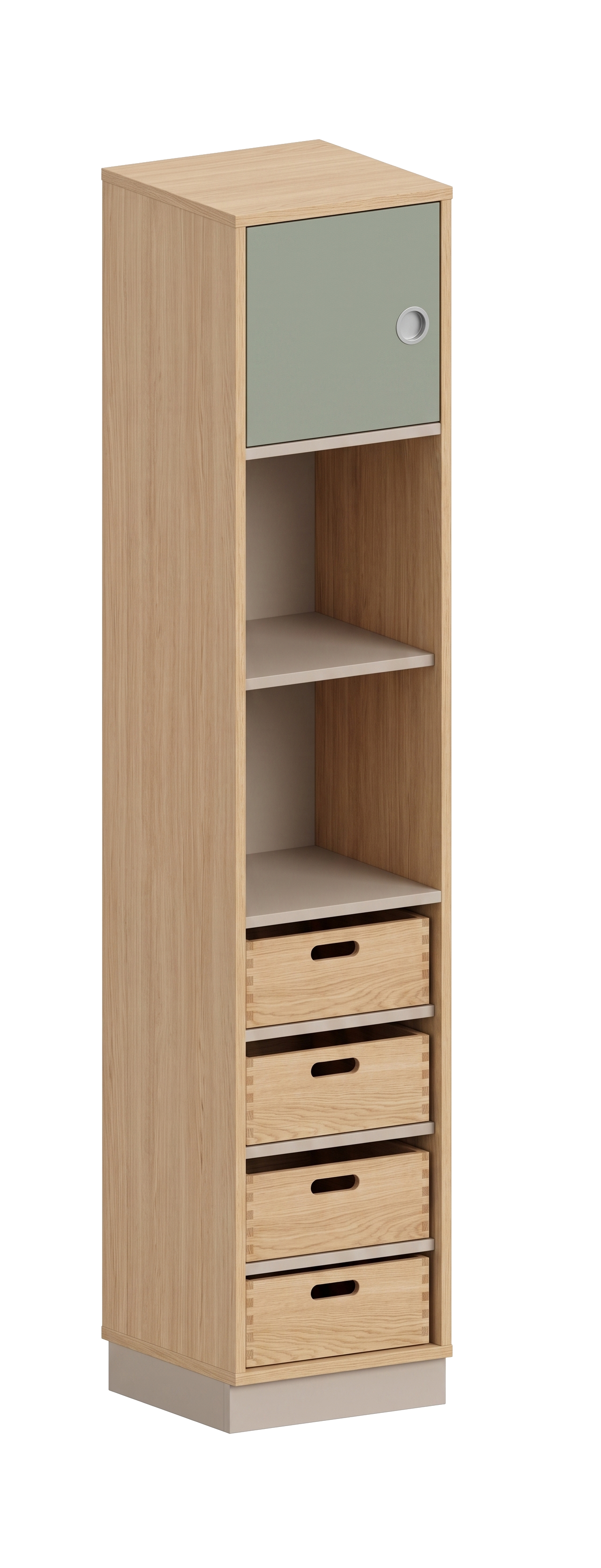 Schrank | mit 4 Fachböden, offenen Fächern und Tür links, 5 OH - Smart | 40 x 197 x 40 cm
