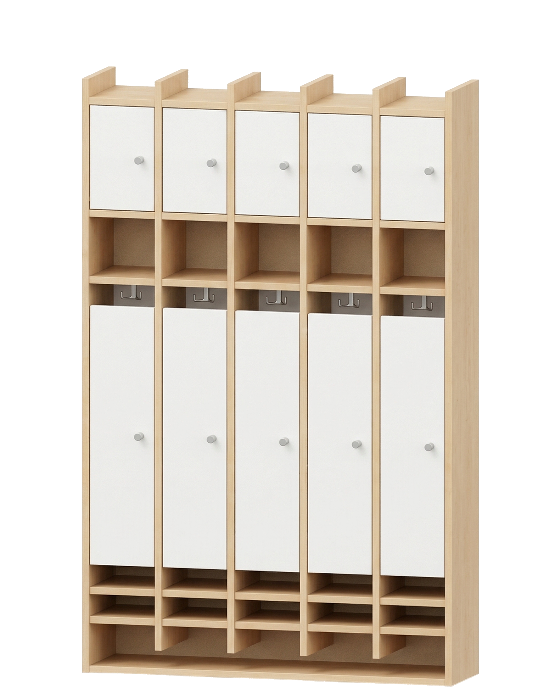 Spindgarderobe | 5 Plätze und Türen links | 102 x 161 x 25 cm