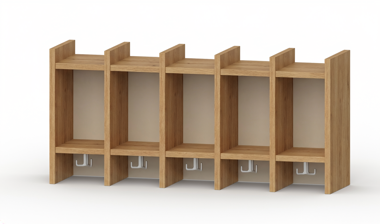 Garderobenablage | 5 Plätze | basic | 102 x 48 x 25 cm