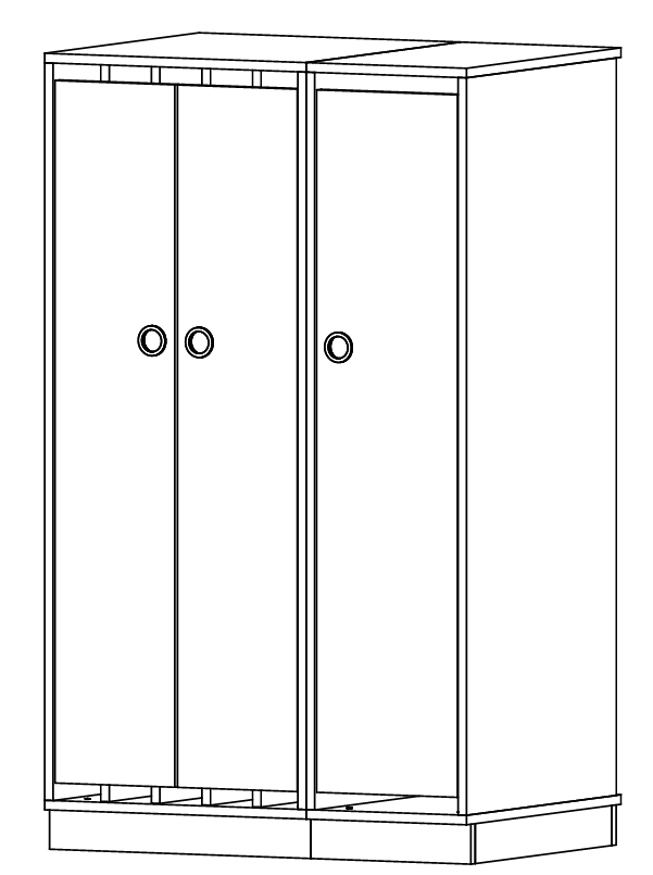 Bettzeugschrank Set | 6 Bettzeugfächer, 5 Liegepolsterfächer, geschlossen | 95 x 159 x 67 cm