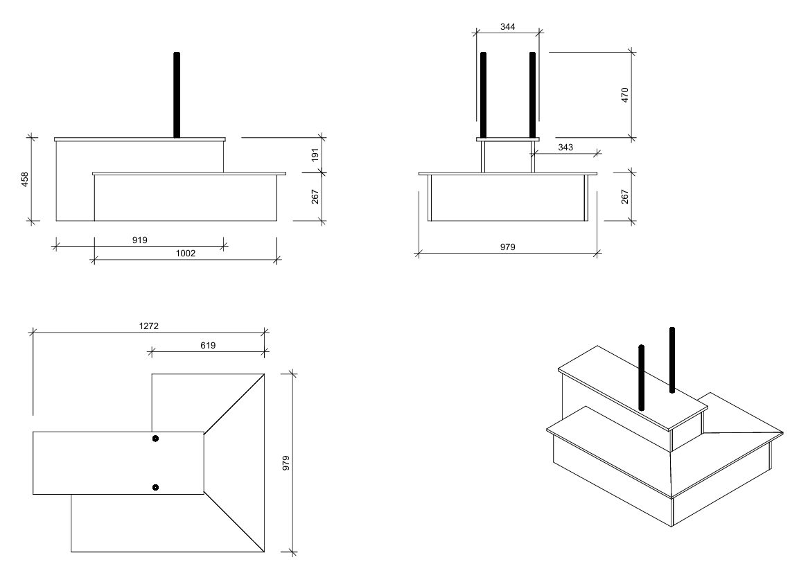 Anziehpodest | mit 2 Stufen – Basic | 100 × 46 × 98 cm