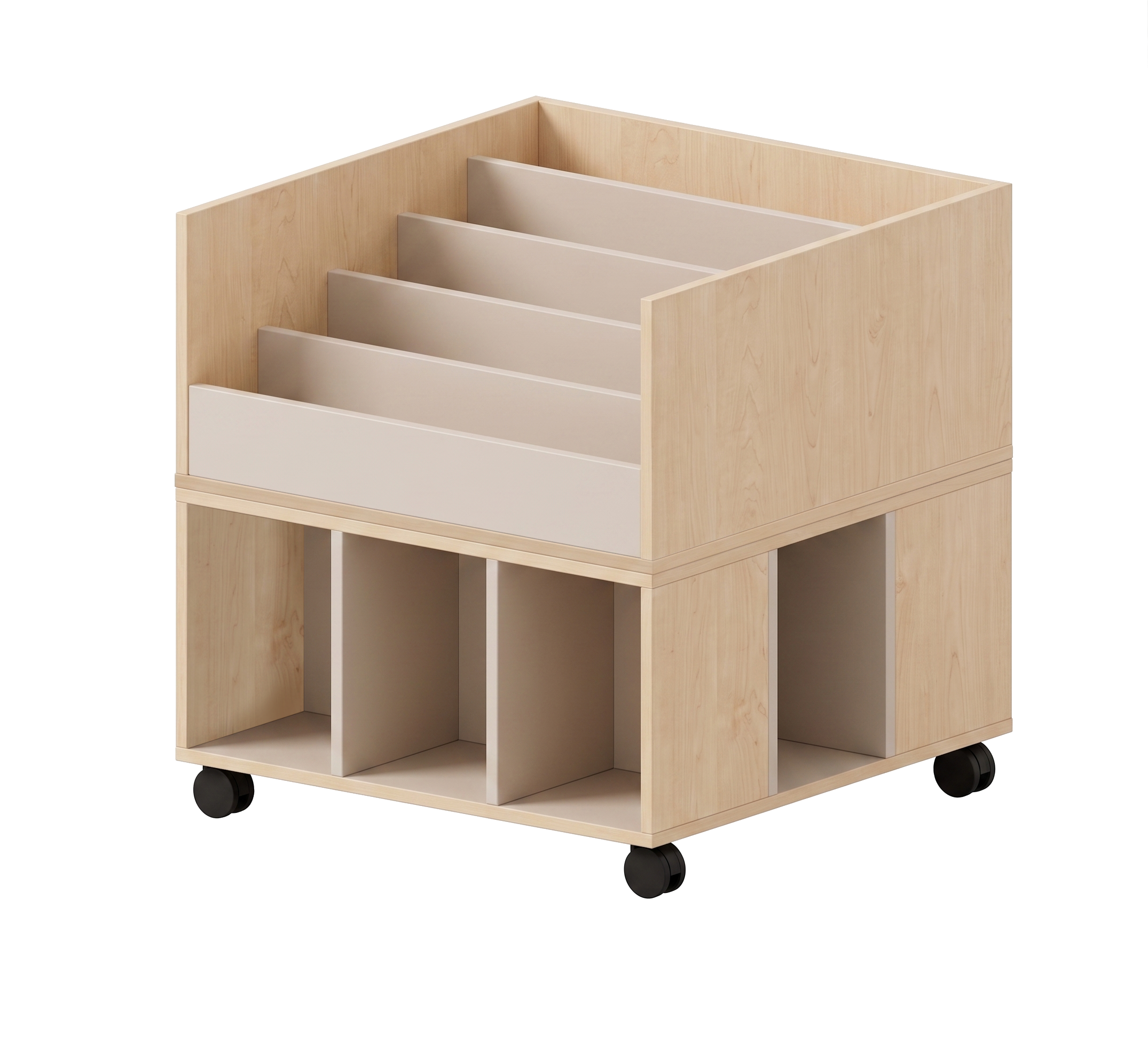 Büchertreppe | einseitig mit wechseloffenem Unterbau | 80 x 84 x 80 cm