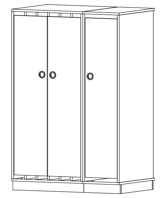 Bettzeugschrank Set | 6 Bettzeugfächer, 6 Liegepolsterfächer inkl. Trennwände geschlossen | 106 x 159 x 67 cm