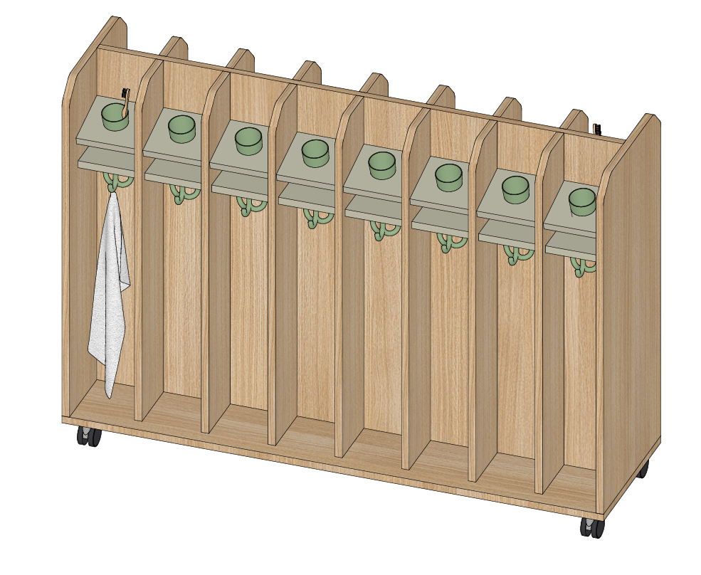 Zahnputzbecher- und Handtuchwagen | mit 16 Plätzen | 137 x 101 x 40 cm