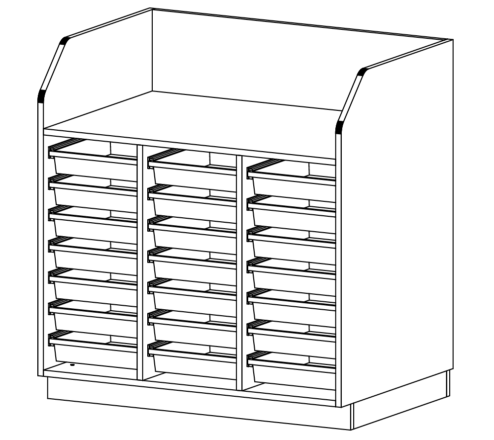 Wickelregal | für Kunststoffboxen Gratnells | 104 x 109 x 70 cm