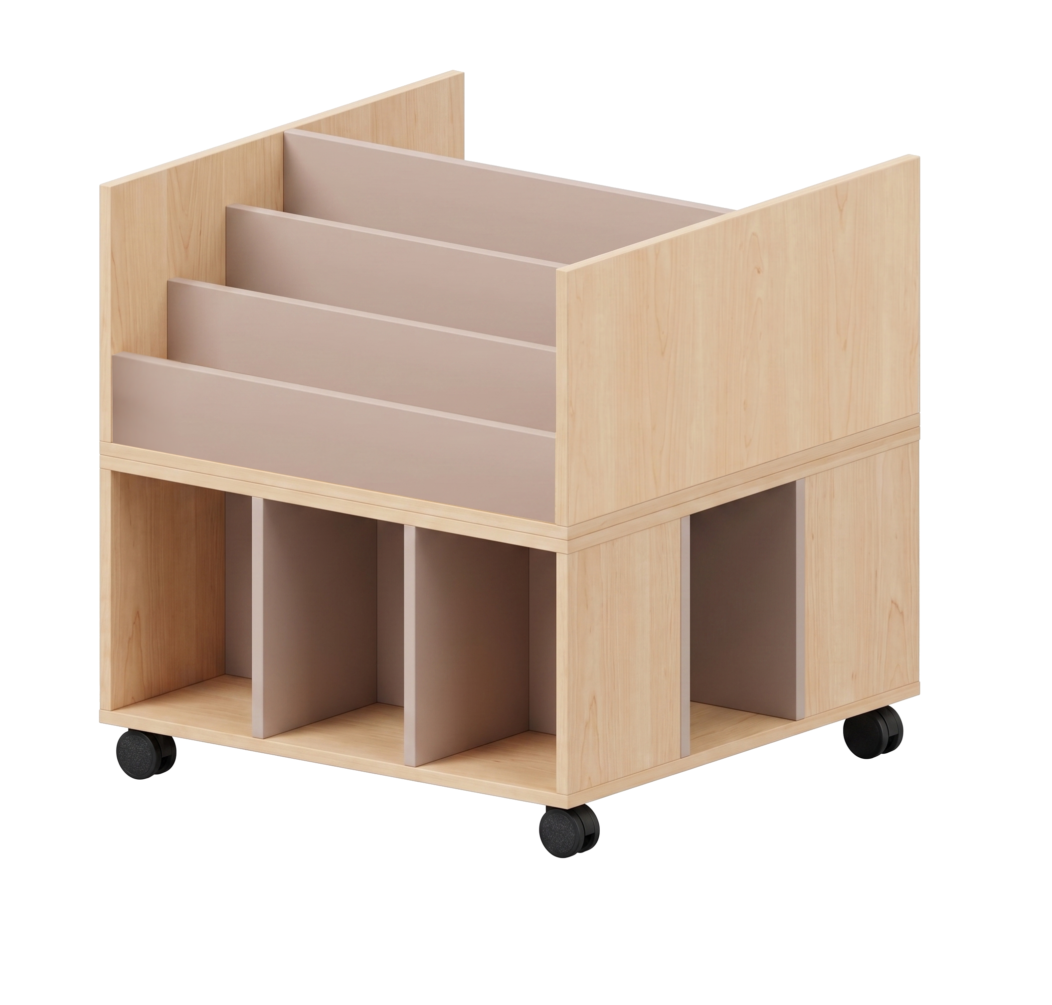 Büchertreppe | zweiseitig mit wechseloffenem Unterbau | 80 x 84 x 80 cm