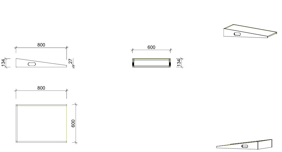 Podestmodul | Rampe 8060 -  niedrig | 80 x 13 x 60 cm