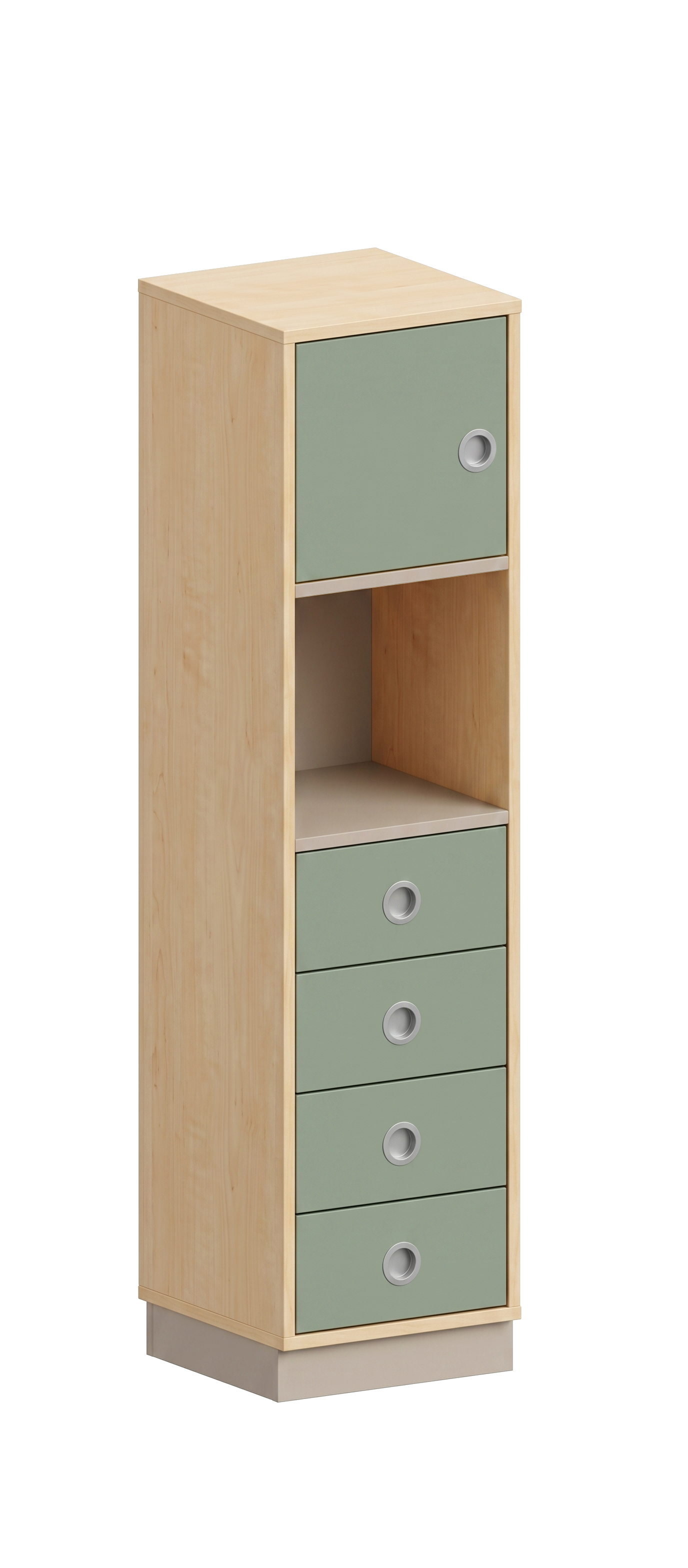 Schrank | mit Schubladen, Regal und Tür links, 4 OH - Smart | 40 x 159 x 40 cm