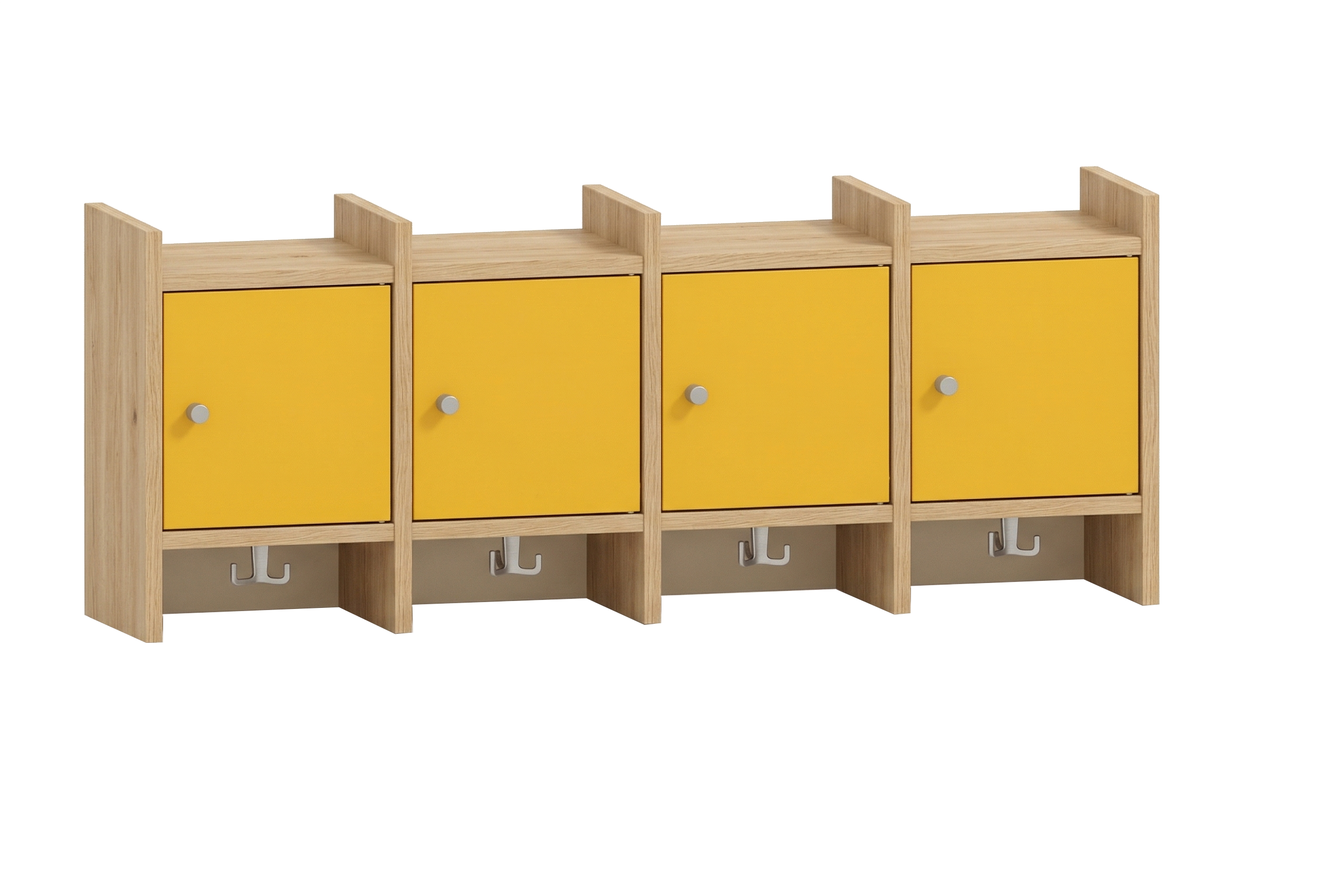 Garderobenablage | 4 Plätze und Tür rechts - Basic | 122 x 48 x 25 cm