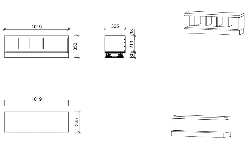 Garderobenbank | mit Sockel -  5 Plätze | 102 x 35 x 33 cm