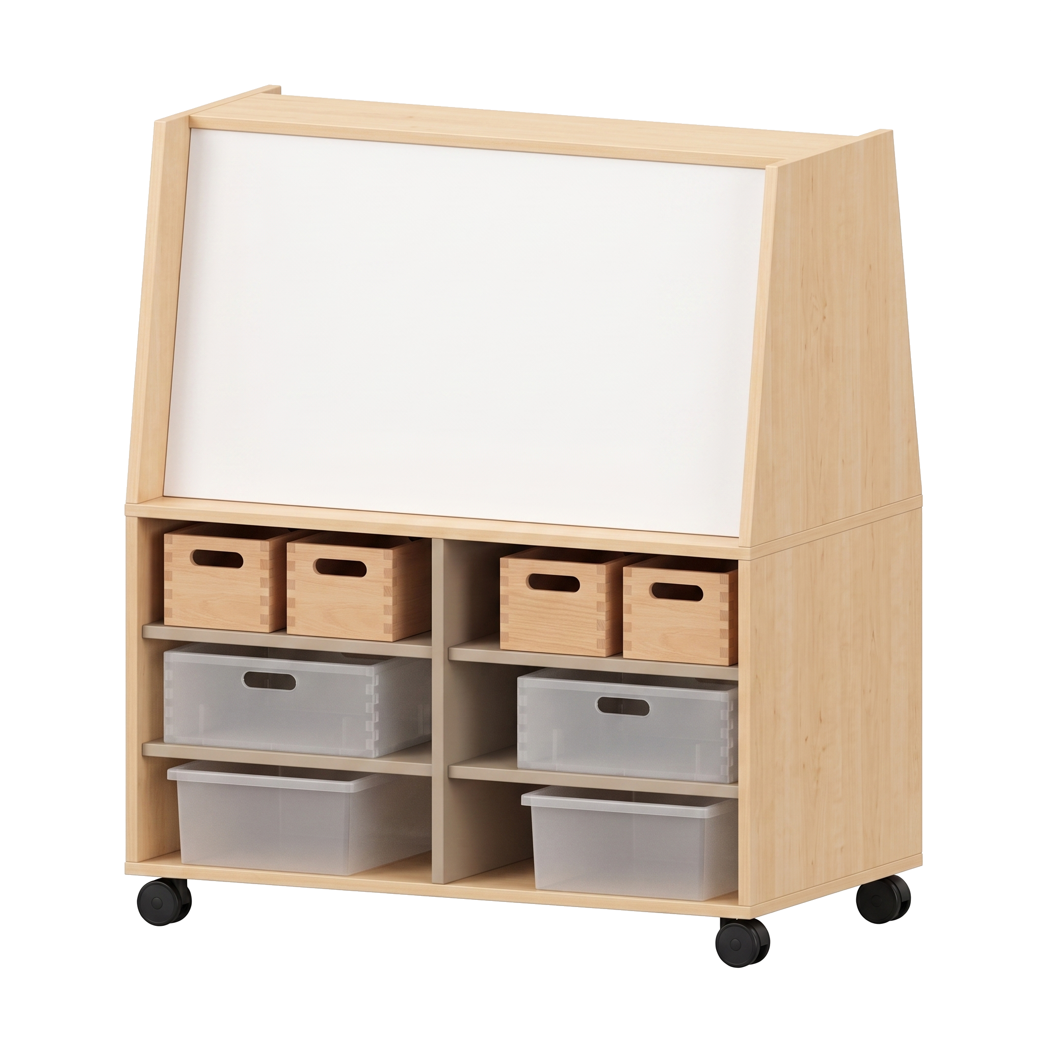 Gestaltungswagen | mit Whiteboardfläche und Staufächern | 121 x 104 x 60 cm