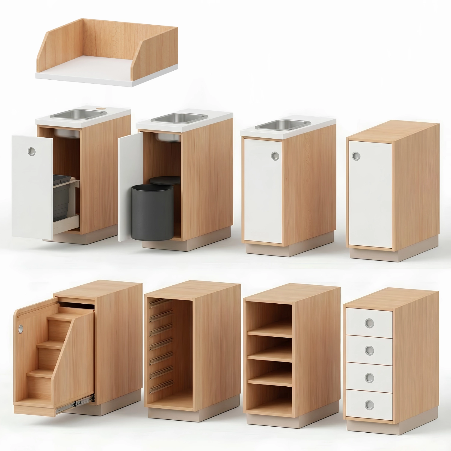 Smarte Wickelmodule für Kindergarten – flexibel kombinierbare Module mit abgestimmten Rastermaßen und unterschiedlichen Stauraumlösungen