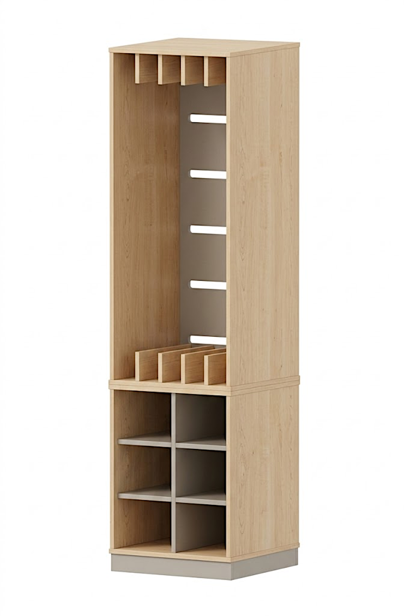 Bettzeugregal Set | 6 Bettzeugfächer, 5 Liegepolsterfächer | 59 x 235 x 67 cm