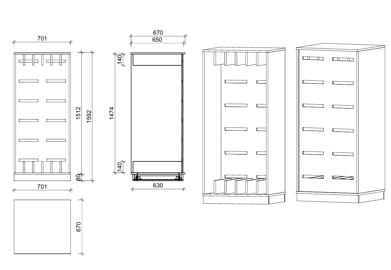 Liegepolsterregal | für 6 Polster -  Basic | 70 x 159 x 67 cm