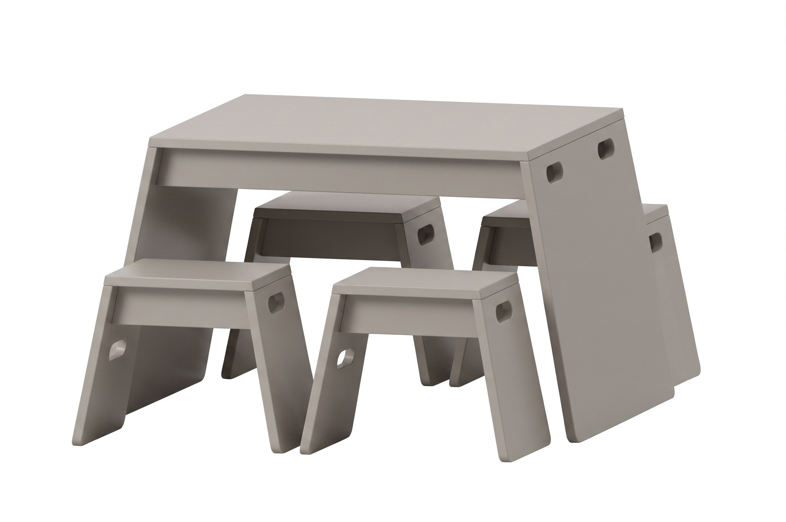 Stapeltisch-Set Maro | 4 Plätze - Tisch und 4 Hocker | 102 x 59 x 76 cm