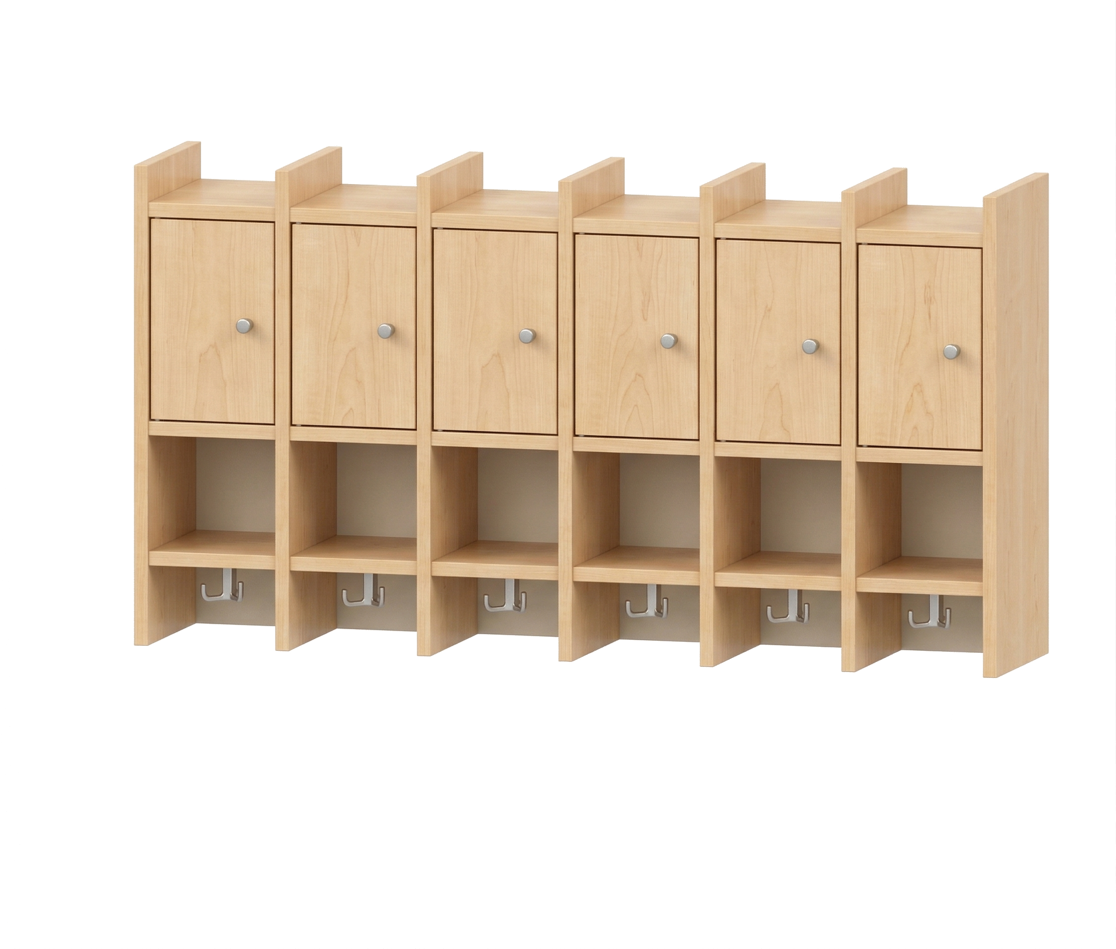 Garderobenablage | 6 Plätze, Tür links inkl. Zusatzhaken -  Basic | 122 x 66 x 25 cm