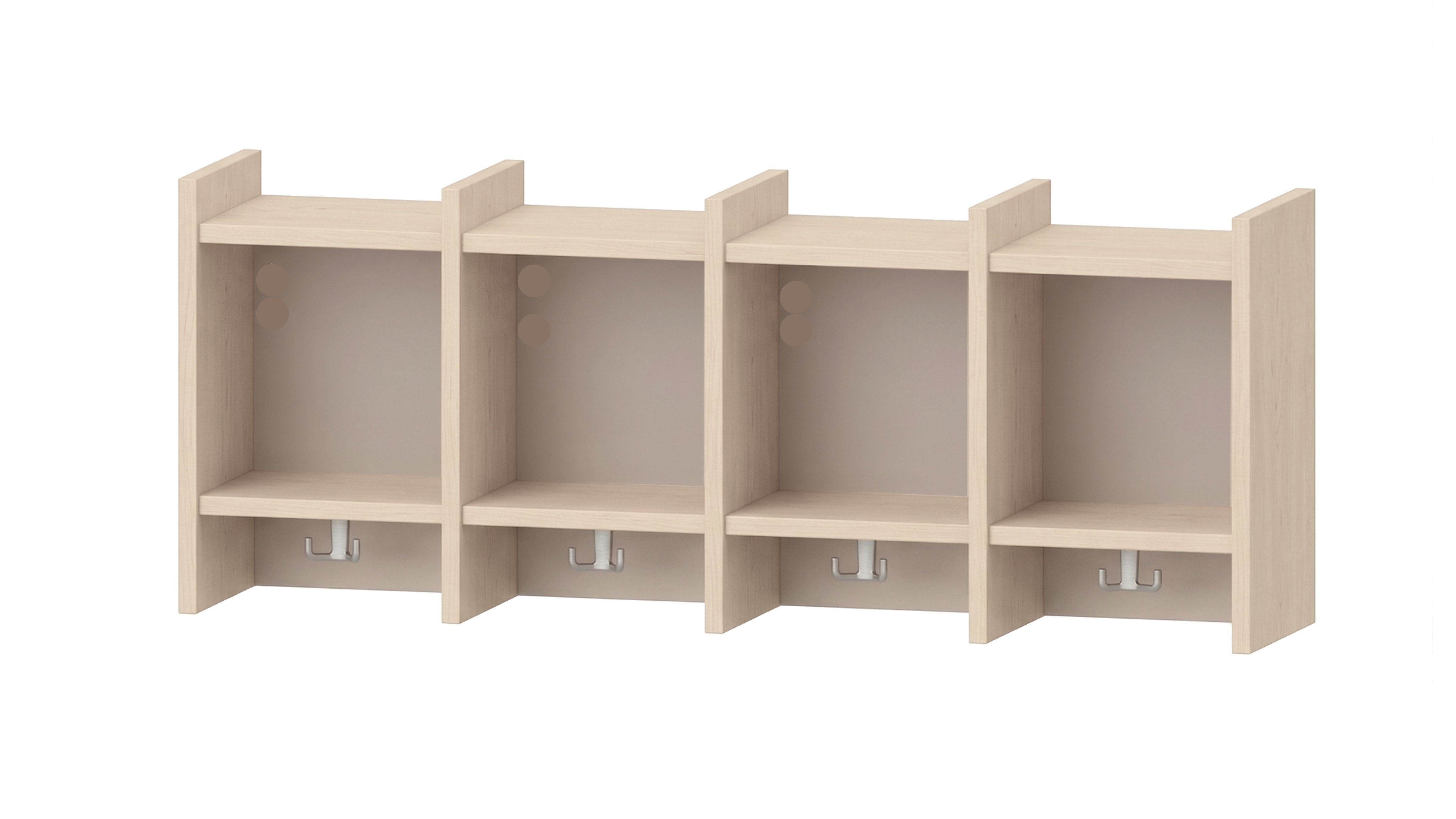 Garderobenablage | 4 Plätze | basic | 122 x 48 x 25 cm