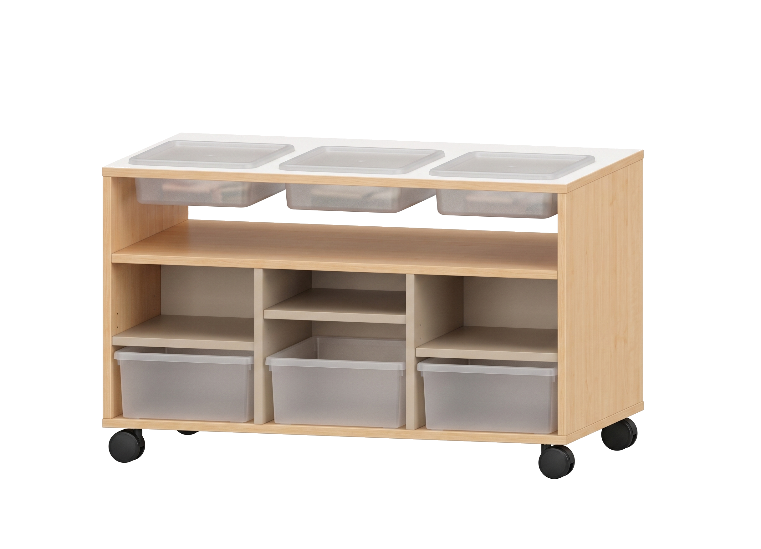 Experimentierwagen | mit 3 Entdeckerkisten und 6 Regalfächern | 104 x 65 x 60 cm