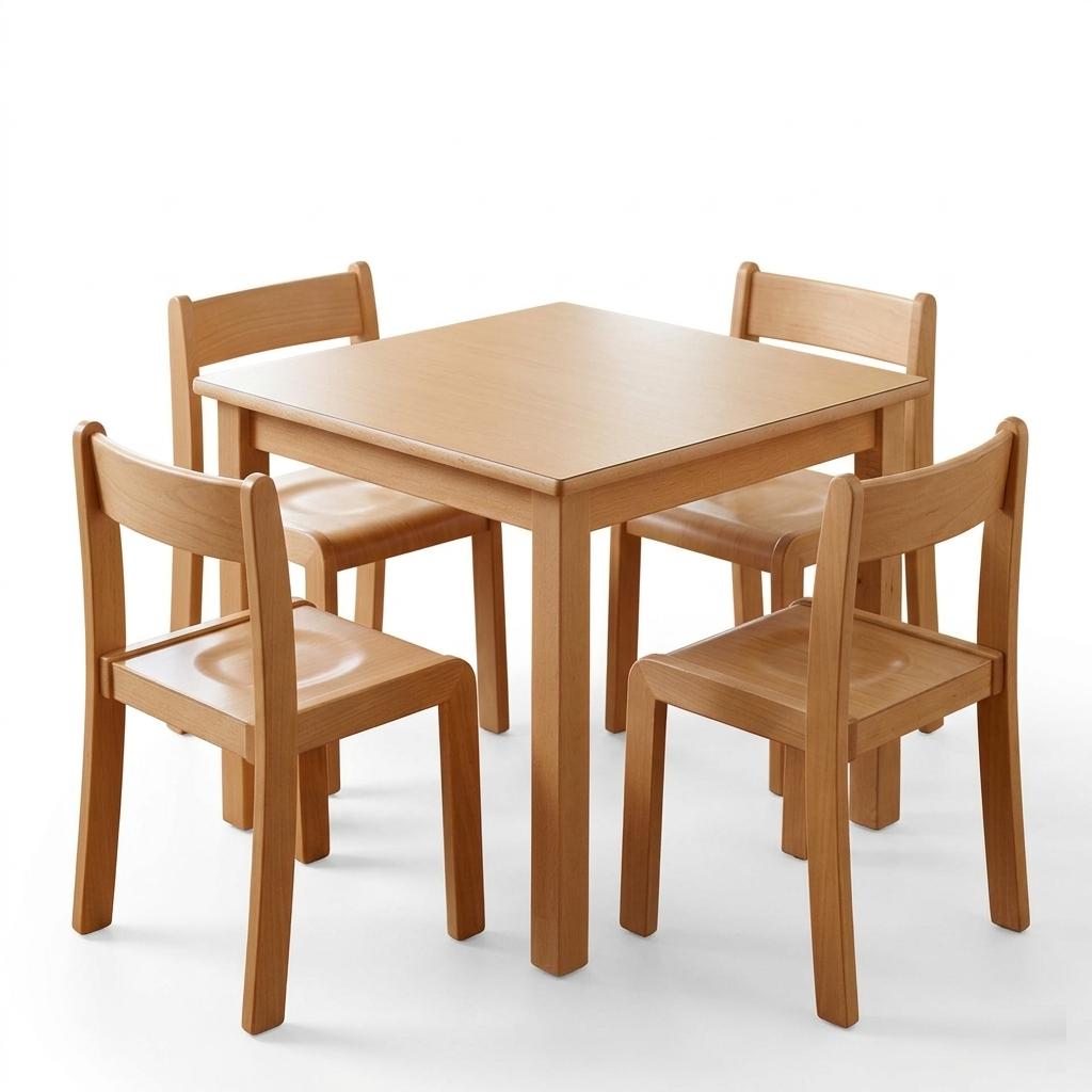 Tisch-Stuhl-Set | 80 x 80 cm und 4 Milo Stühle