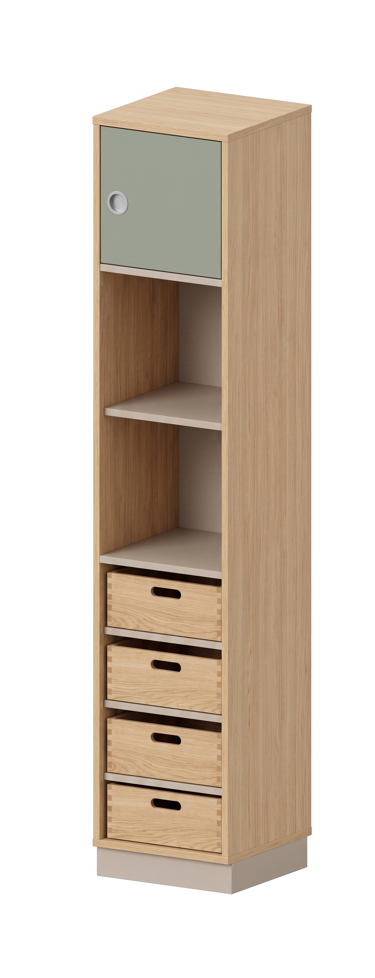 Schrank | mit 4 Fachböden, offenen Fächern und Tür rechts, 5 OH - Smart | 40 x 197 x 40 cm
