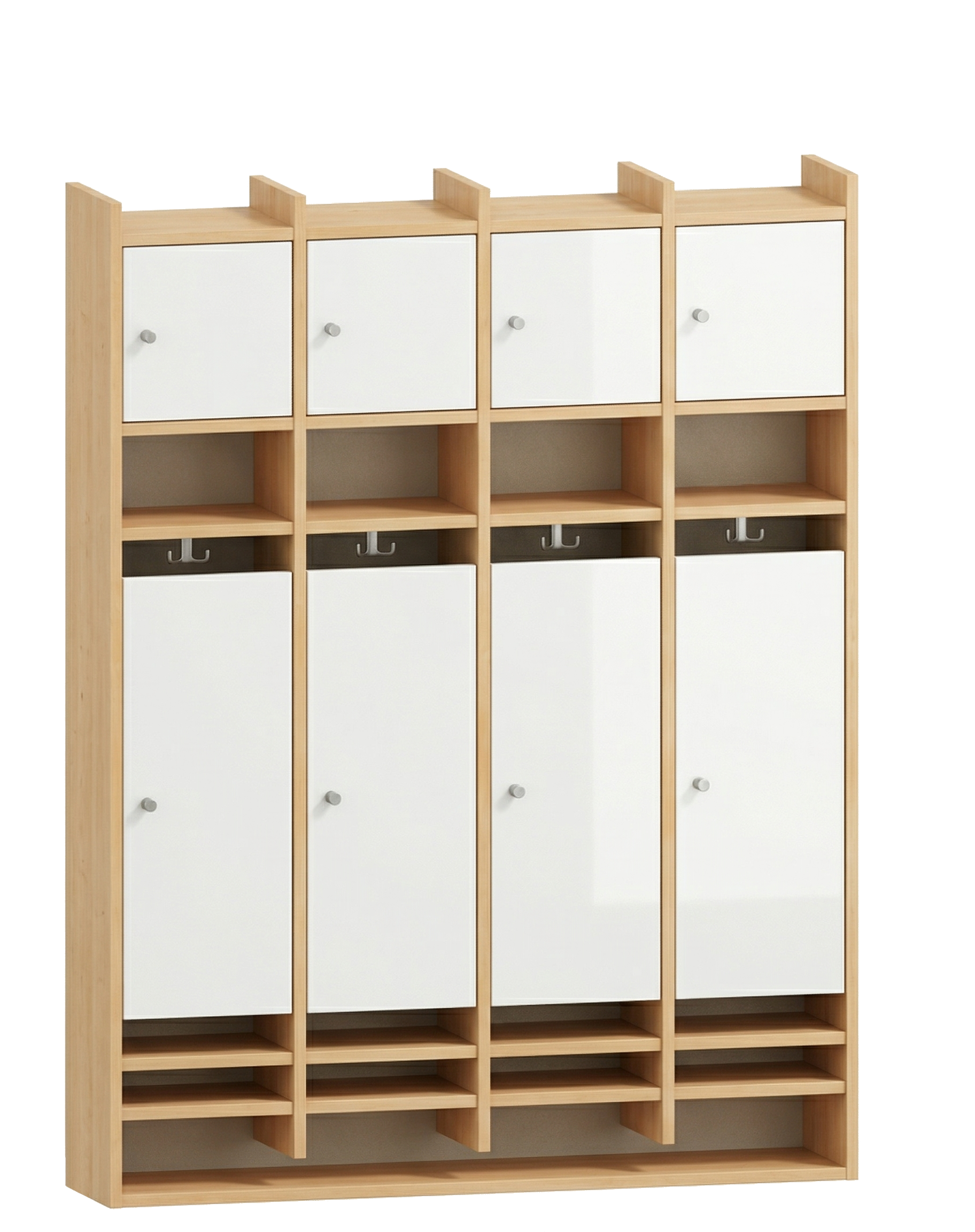Spindgarderobe | 4 Plätze und Türen rechts | 122 x 161 x 25 cm