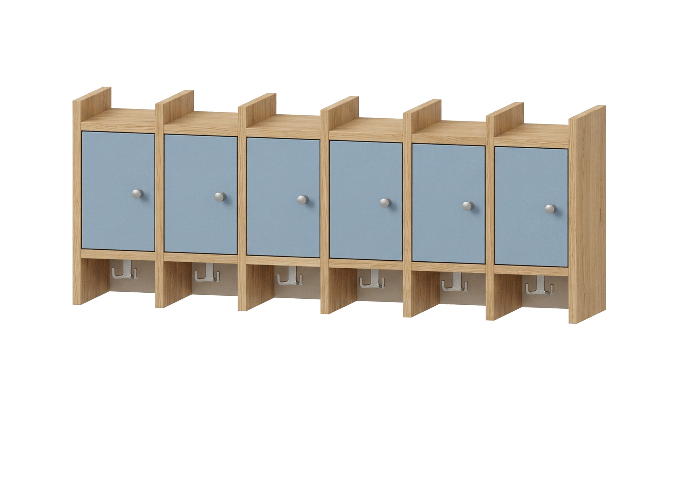 Garderobenablage | 6 Plätze und Tür links - Basic | 122 x 48 x 25 cm